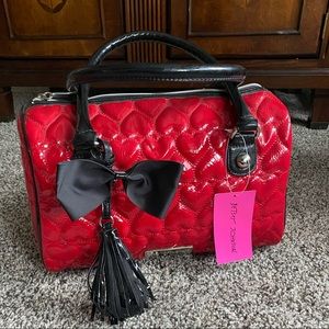 NWT Red and Black Betsy Johnson Heart Purse